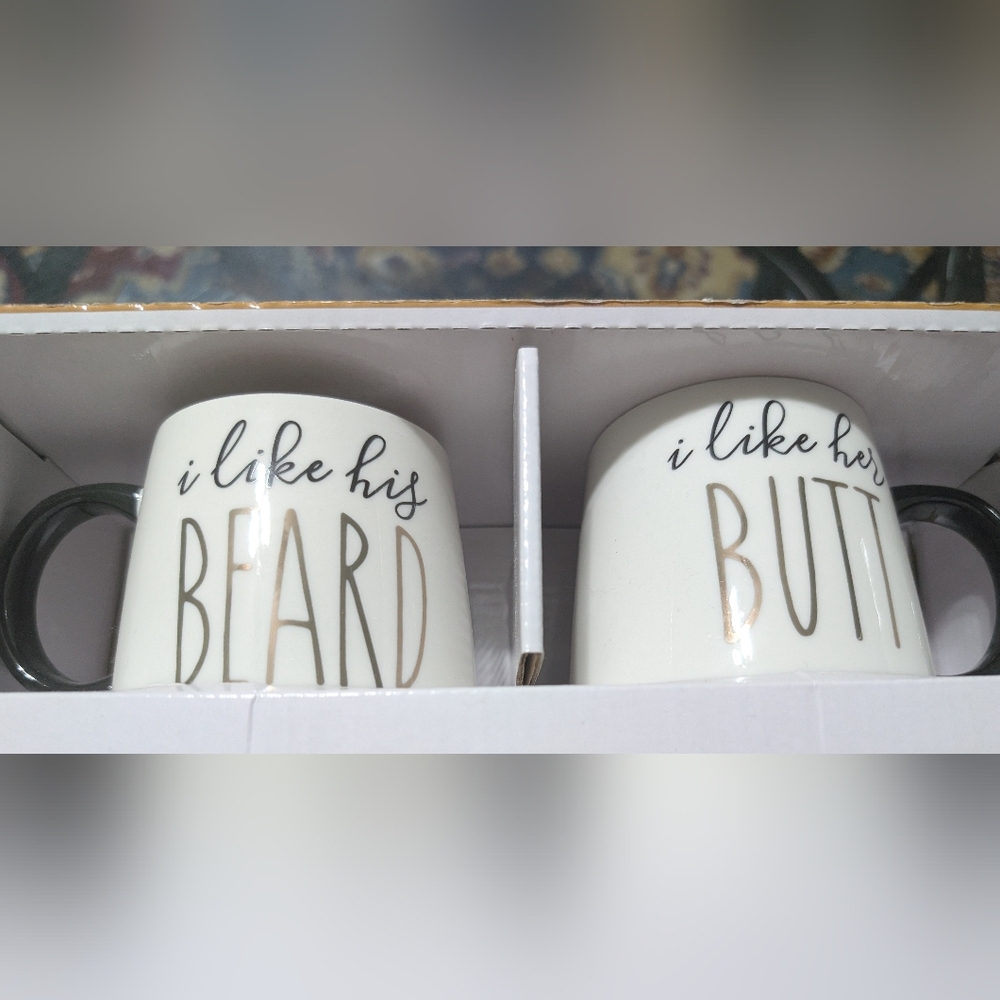 Couple White and Gold Mug Set